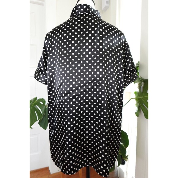 AGB Women's 1950's Retro Style Polka Dotted Short-Sleeve 3-Button Top SZ X-Large - Picture 4 of 7
